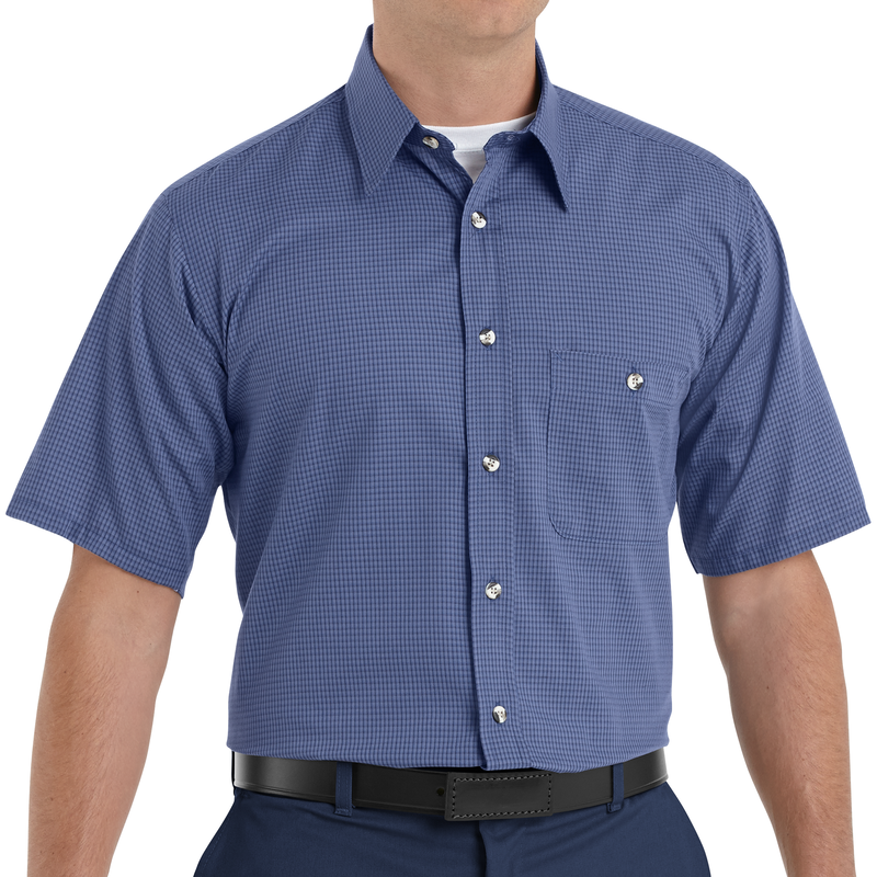 Men's Short Sleeve Mini-Plaid Uniform Shirt image number 4