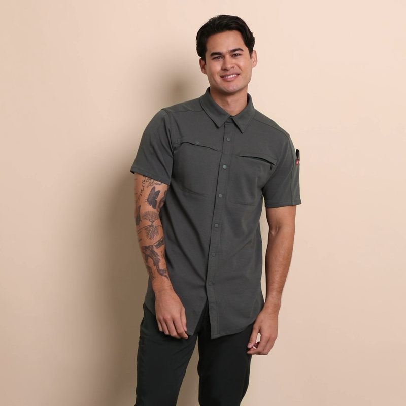 Men's Snap Front Jersey Short Sleeve Work Shirt image number 17
