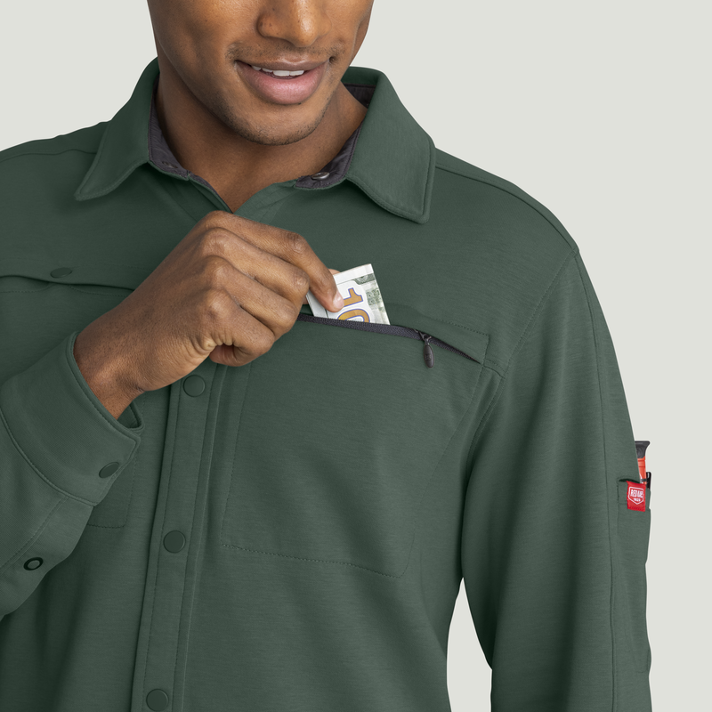 Men's Snap Front Jersey Long Sleeve Work Shirt image number 13