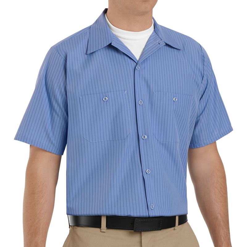 Men's Short Sleeve Industrial Stripe Work Shirt image number 3
