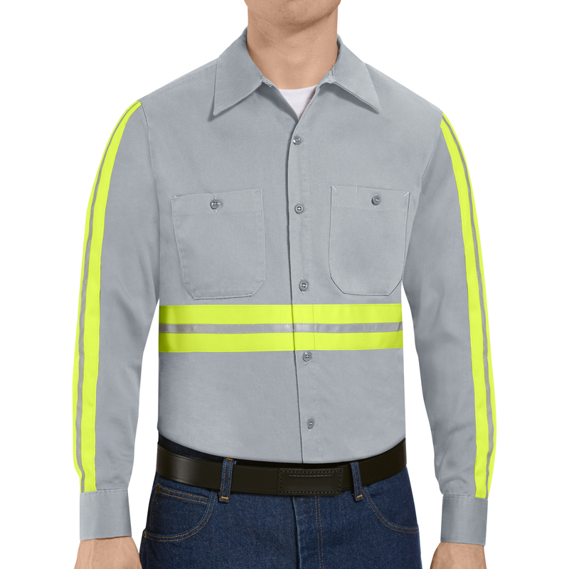 Work shirts with cheap reflective stripes