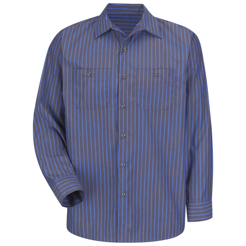 Men's Long Sleeve Industrial Stripe Work Shirt image number 1