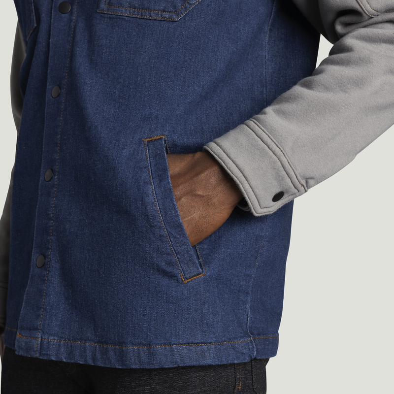 Men’s Denim and Fleece Hooded Shirt Jacket image number 12