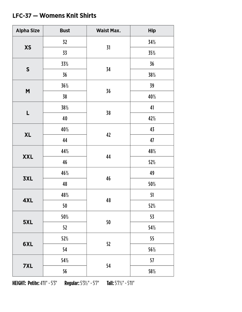 size chart