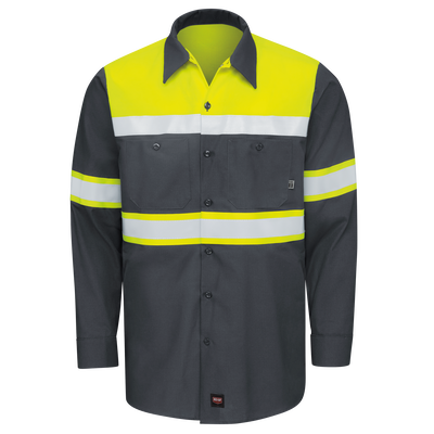 Hi-Visibility Long Sleeve Color Block Ripstop Work Shirt - Type O, Class 1