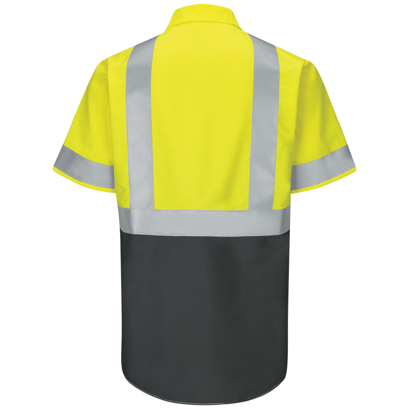 Men's High Visibility Short Sleeve Color Block Ripstop Work Shirt - Type R, Class 2 image number 1
