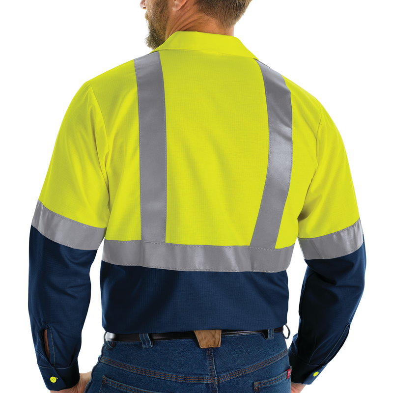 Hi-Visibility Long Sleeve Color Block Ripstop Work Shirt - Type R, Class 2 image number 6