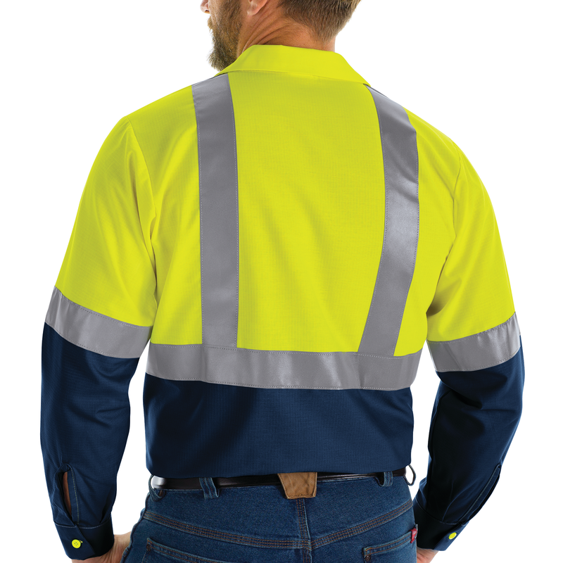 HI-VISIBILITY LONG SLEEVE COLORBLOCK RIPSTOP WORK SHIRT - TYPE R, CLASS 2 image number 6
