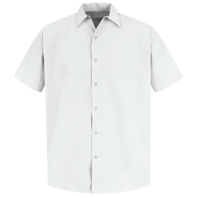 Men's Short Sleeve Specialized Pocketless Polyester Work Shirt