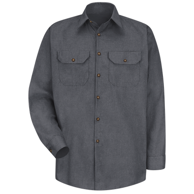Men's Long Sleeve Heathered Poplin Uniform Shirt