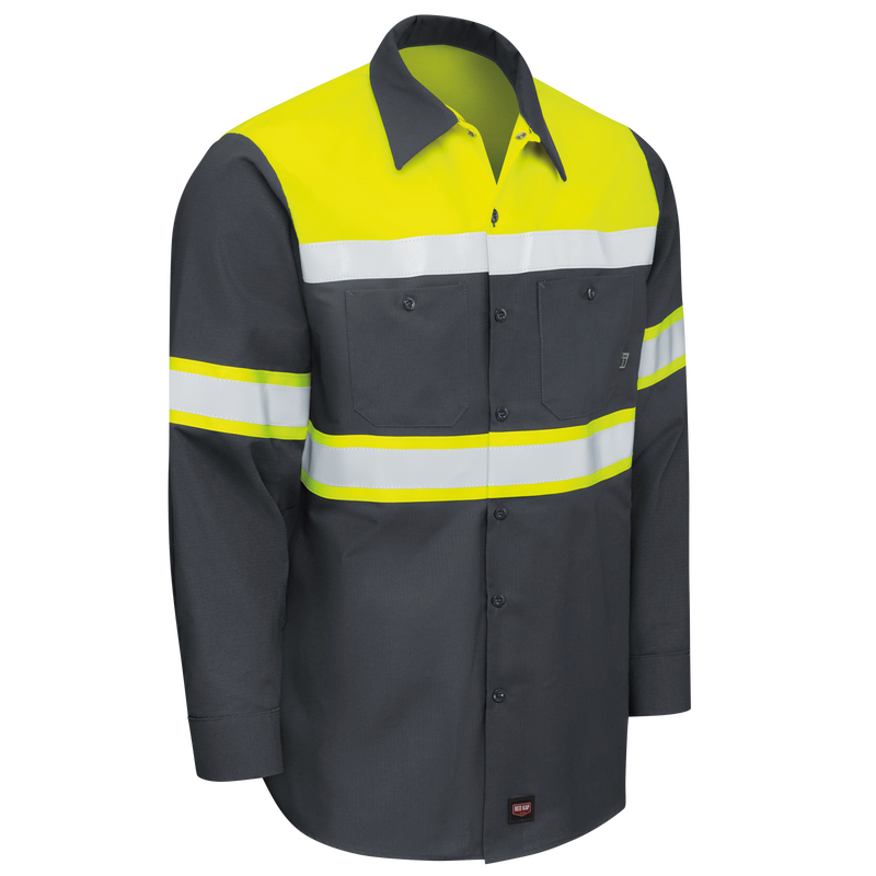 Hi-Visibility Long Sleeve Color Block Ripstop Work Shirt - Type O, Class 1 image number 2