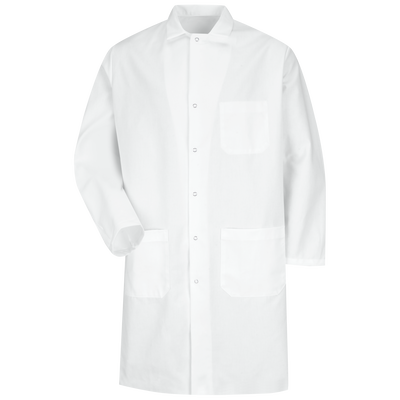 Gripper-Front Poly-Cotton Butcher Coat