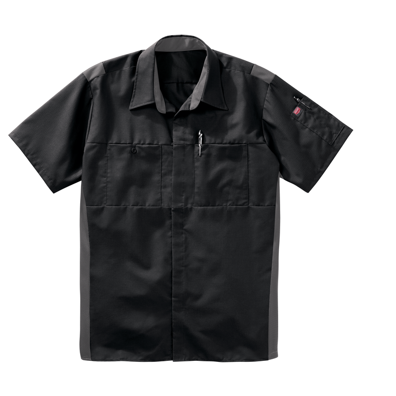 Red Kap Men's Performance Plus Short Sleeve Shop Shirt with OilBlok Technology - Long Sizes - 3XLT / Black/ Charcoal