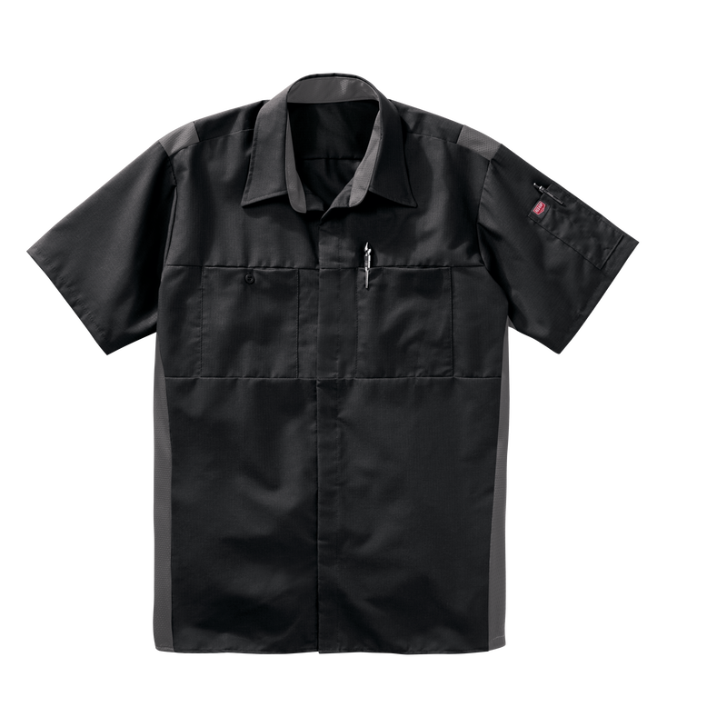 Red Kap Men's Performance Plus Short Sleeve Shop Shirt with OilBlok Technology - Long Sizes - 3XLT / Black/ Charcoal