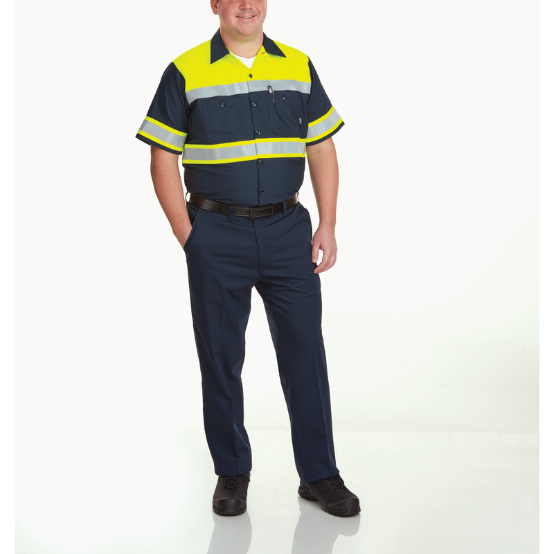 Men's Hi-Visibility Short Sleeve Color Block Ripstop Work Shirt - Type O, Class 1 image number 3