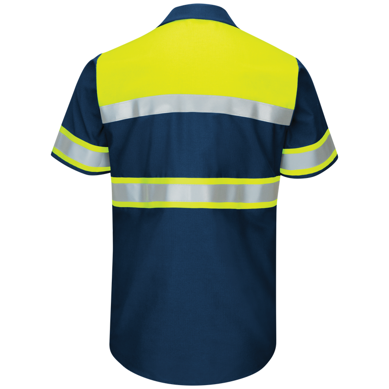 Men's Hi-Visibility Short Sleeve Color Block Ripstop Work Shirt - Type O, Class 1 image number 1