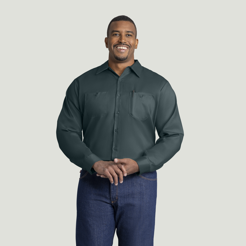Men's Long Sleeve Wrinkle-Resistant Cotton Work Shirt image number 5