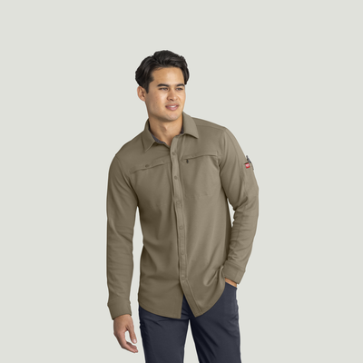 Men's Snap Front Jersey Long Sleeve Work Shirt