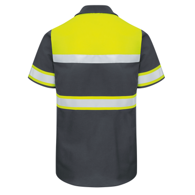 Men's Hi-Visibility Short Sleeve Color Block Ripstop Work Shirt - Type O, Class 1