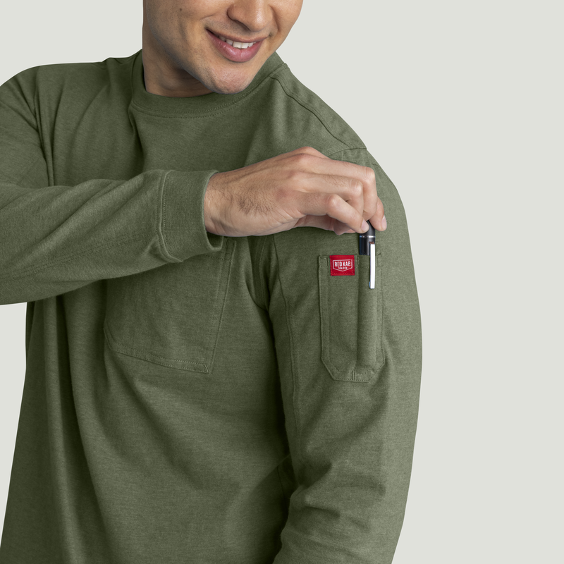 Men's Long Sleeve Slim Fit Cotton Pocket T-Shirt image number 14