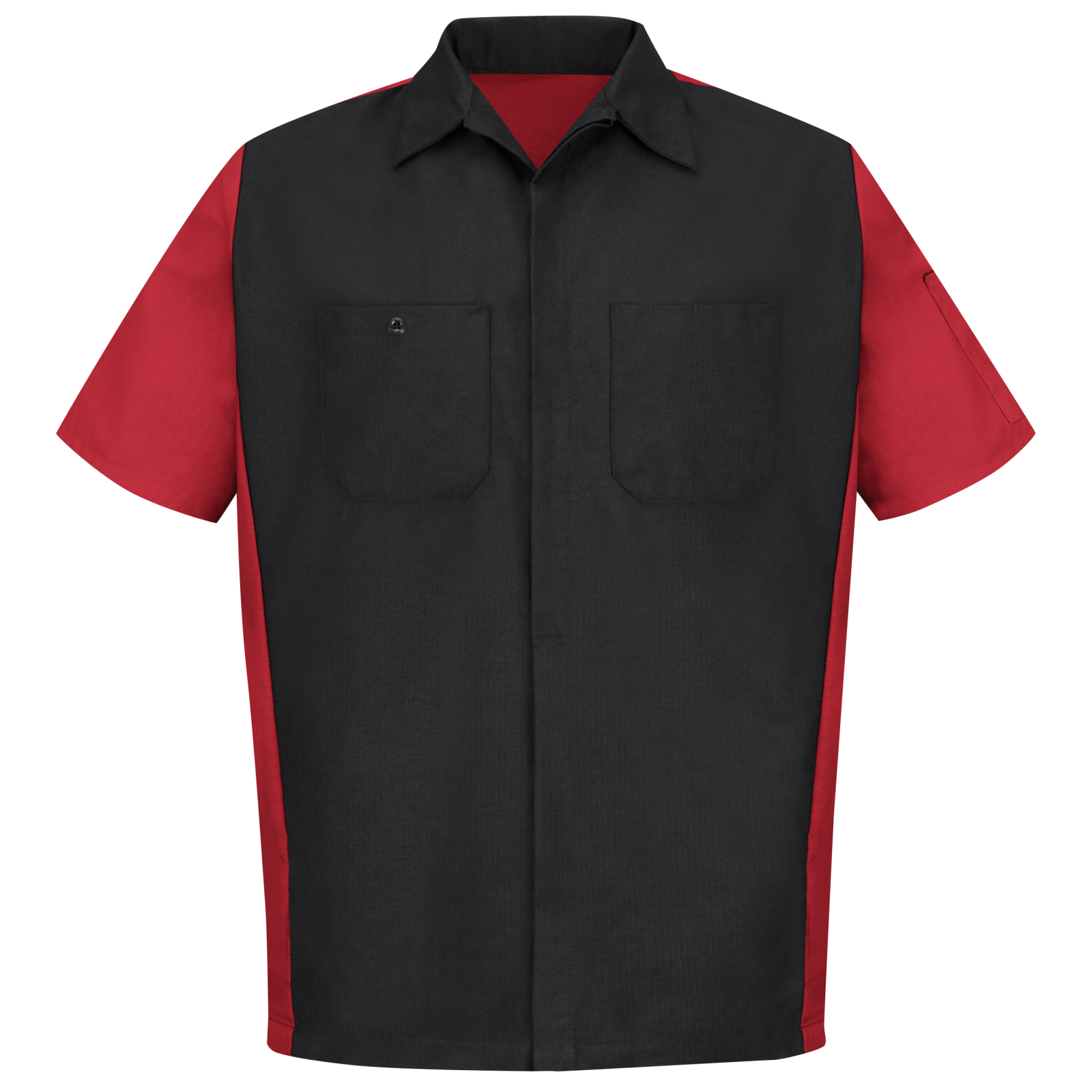 Details about  /  Red Kap Short Sleeve Ripstop Crew Shirt Two Tone Red And Black SY20BR3 XLarge