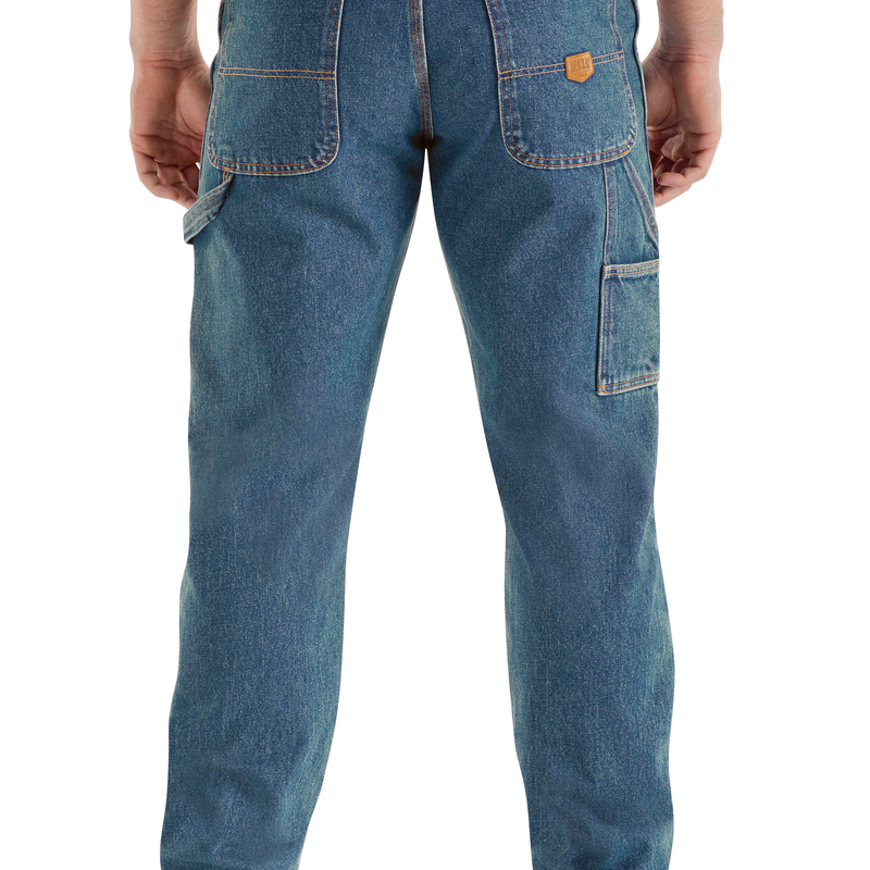 CARHARTT Dungaree Work Pants: Men's, Work Pants, ( 46 in x 32 in ), Blue,  Cotton, Buttons, Zipper