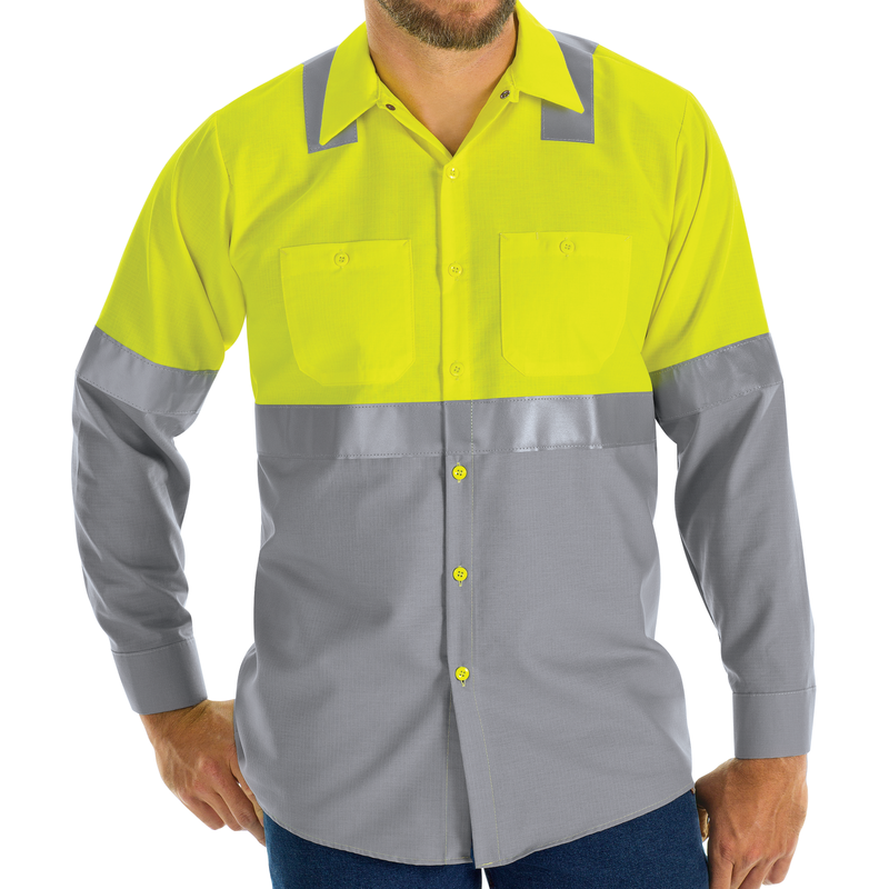 Hi-Visibility Long Sleeve Color Block Ripstop Work Shirt - Type R, Class 2 image number 3