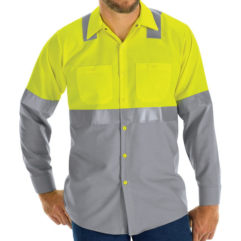Hi-Visibility Long Sleeve Color Block Ripstop Work Shirt - Type R, Class 2 image number 2