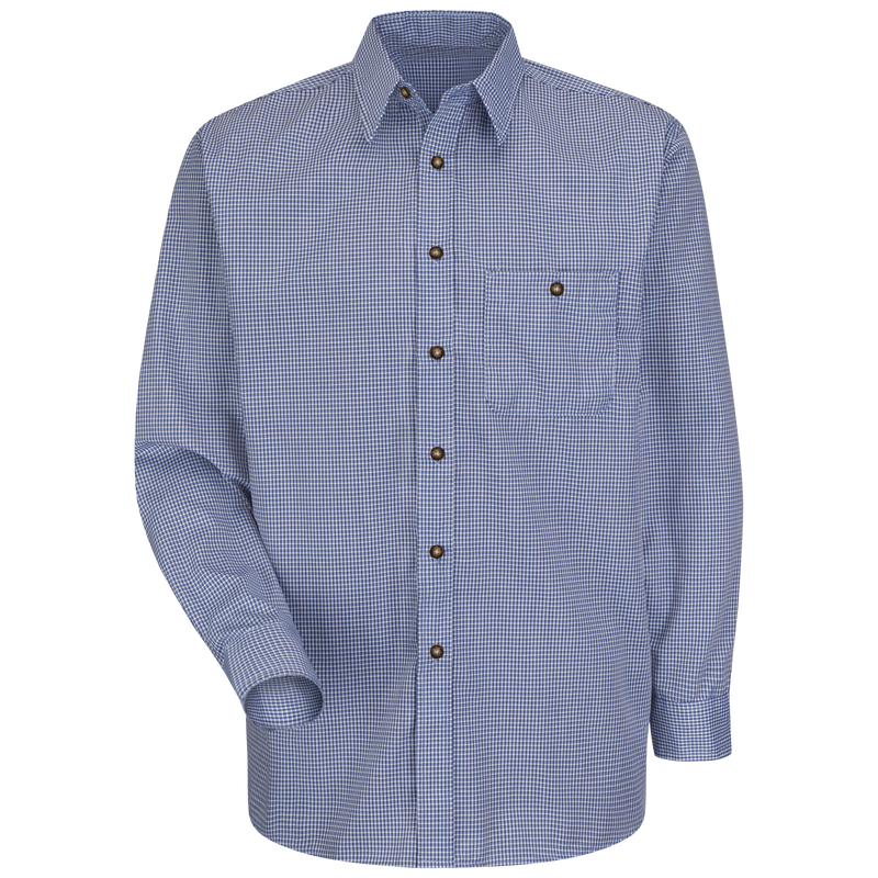 Men's Long Sleeve Mini-Plaid Uniform Shirt image number 0