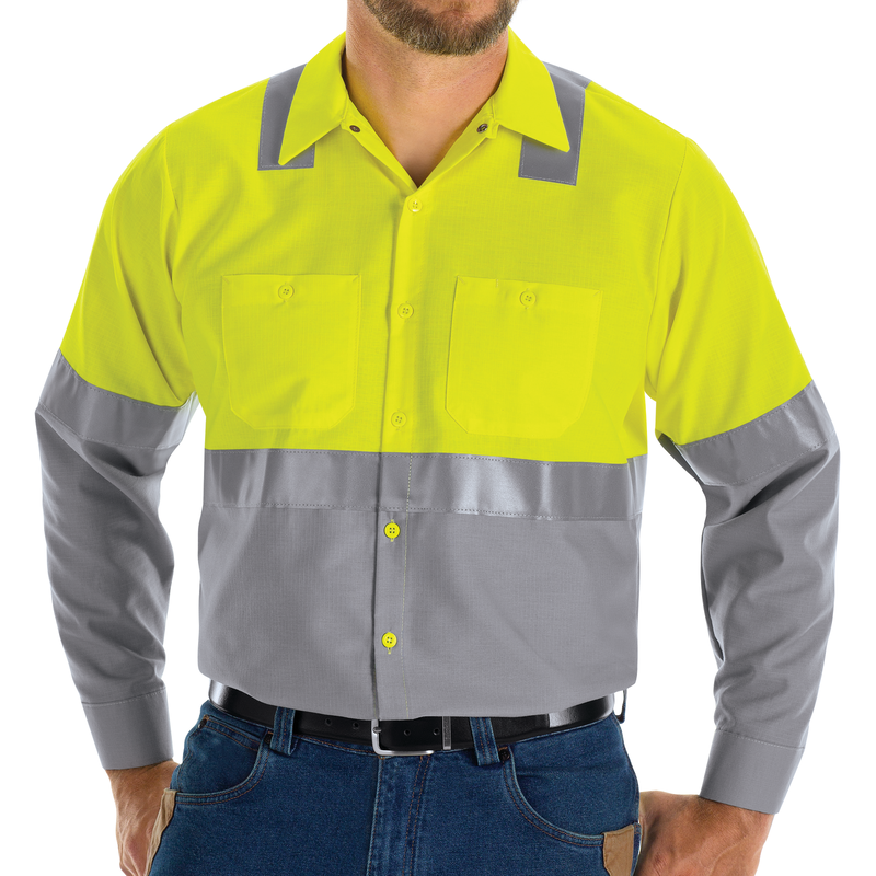 Hi-Visibility Long Sleeve Color Block Ripstop Work Shirt - Type R, Class 2 image number 4