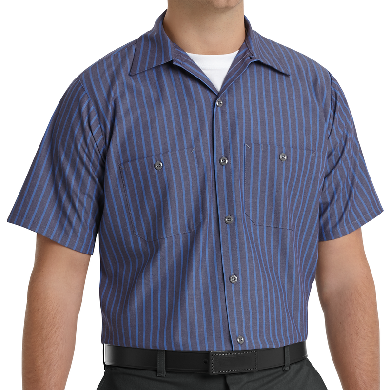 Men's Short Sleeve Industrial Stripe Work Shirt image number 3