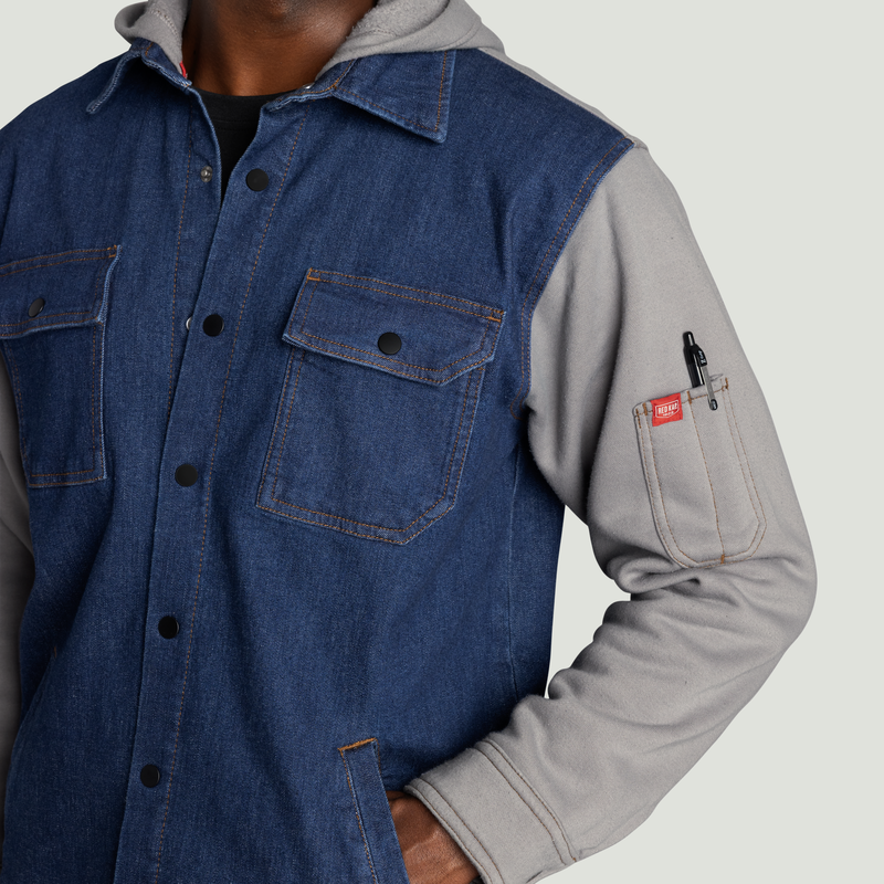 Men&rsquo;s Denim and Fleece Hooded Shirt Jacket image number 11