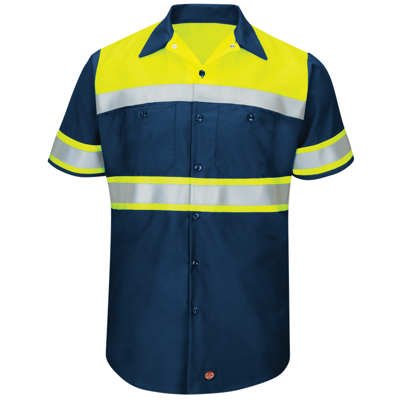 Men's Hi-Visibility Short Sleeve Color Block Ripstop Work Shirt - Type O, Class 1 image number 0