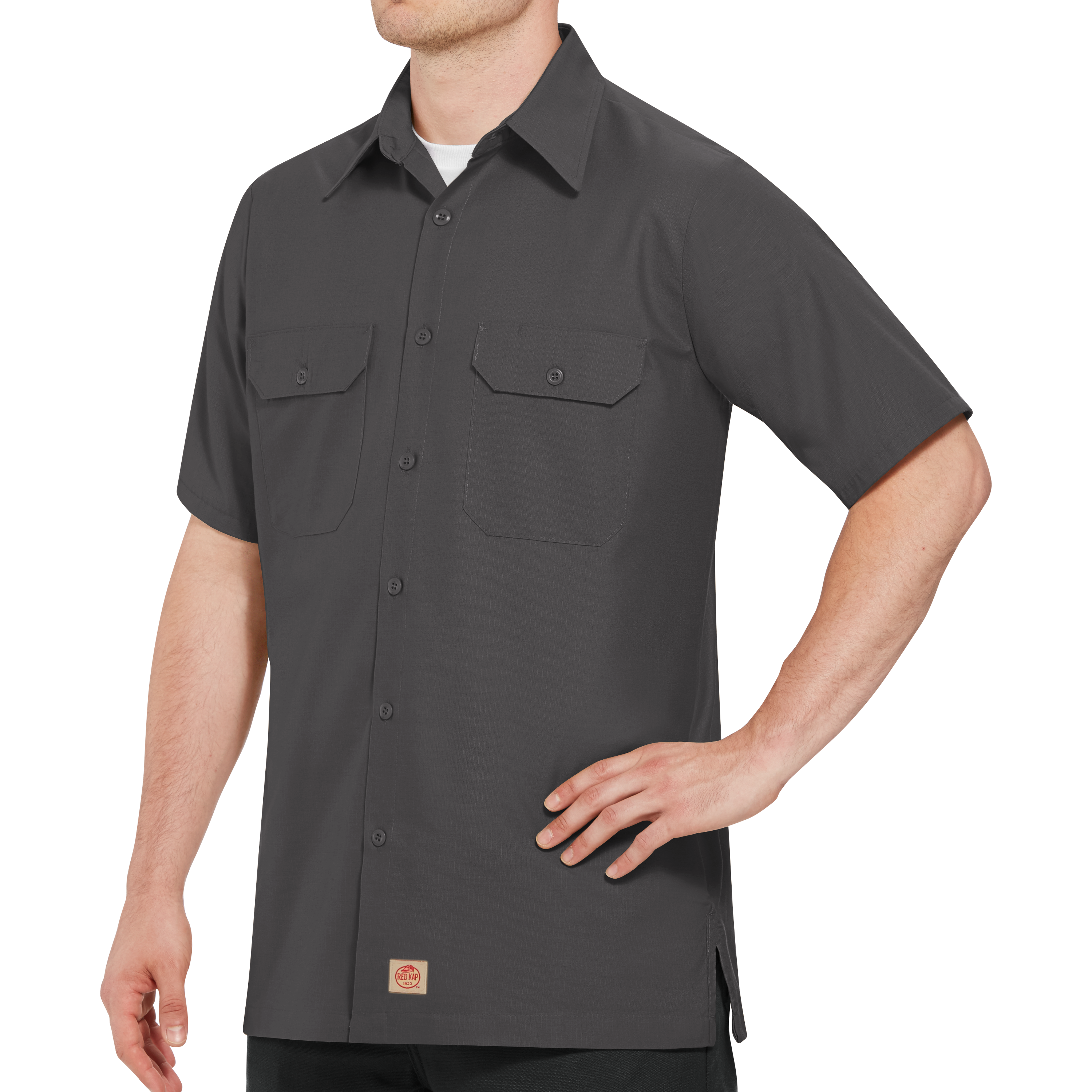red kap men's short sleeve mechanics crew shirt