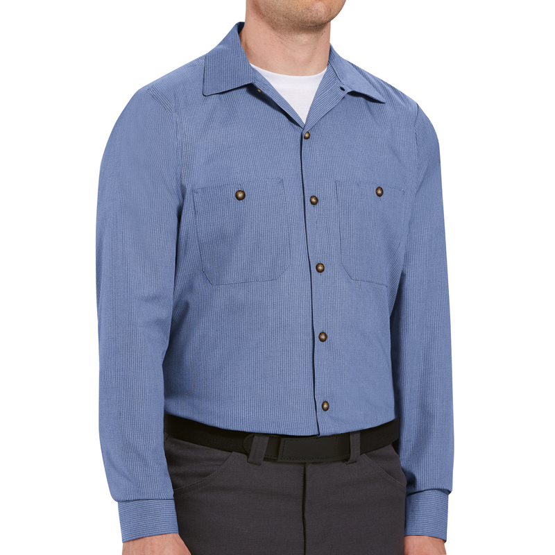 Men's Long Sleeve Geometric Microcheck Work Shirt image number 3