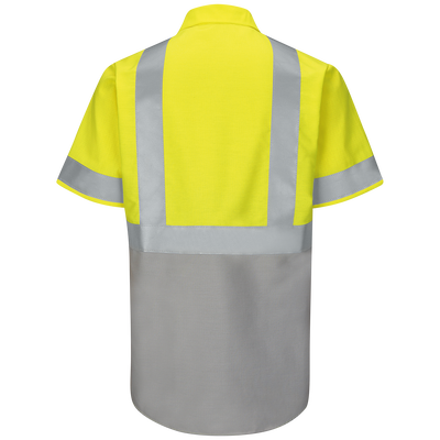 Men's High Visibility Short Sleeve Color Block Ripstop Work Shirt - Type R, Class 2
