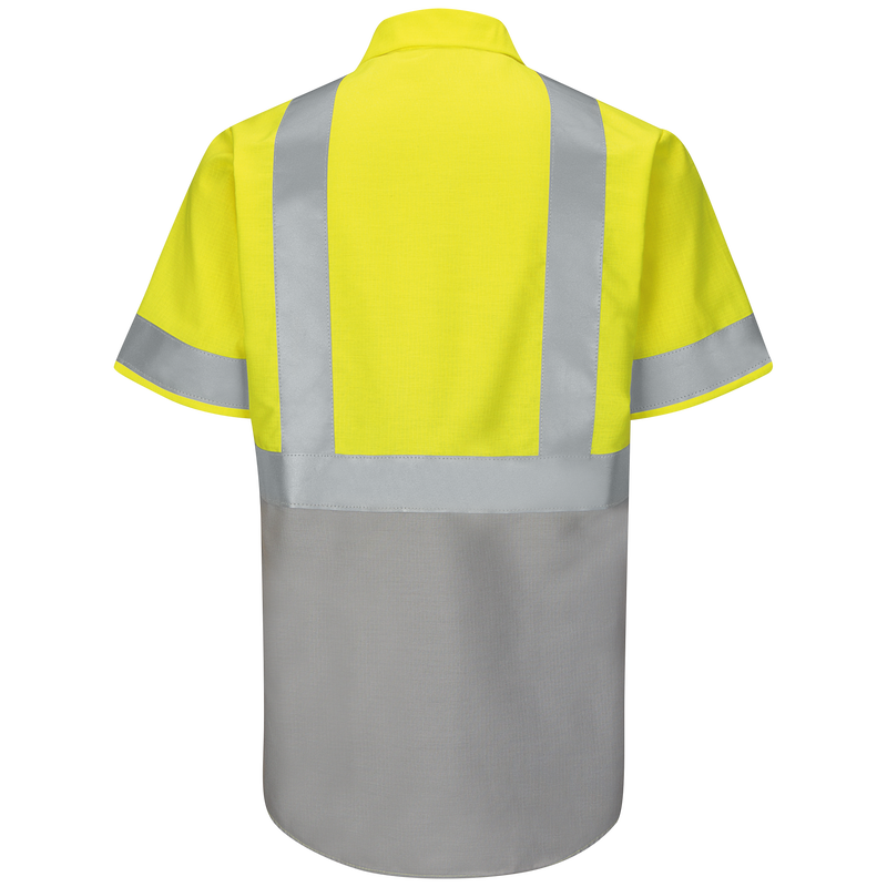Men's High Visibility Short Sleeve Color Block Ripstop Work Shirt - Type R, Class 2 image number 2
