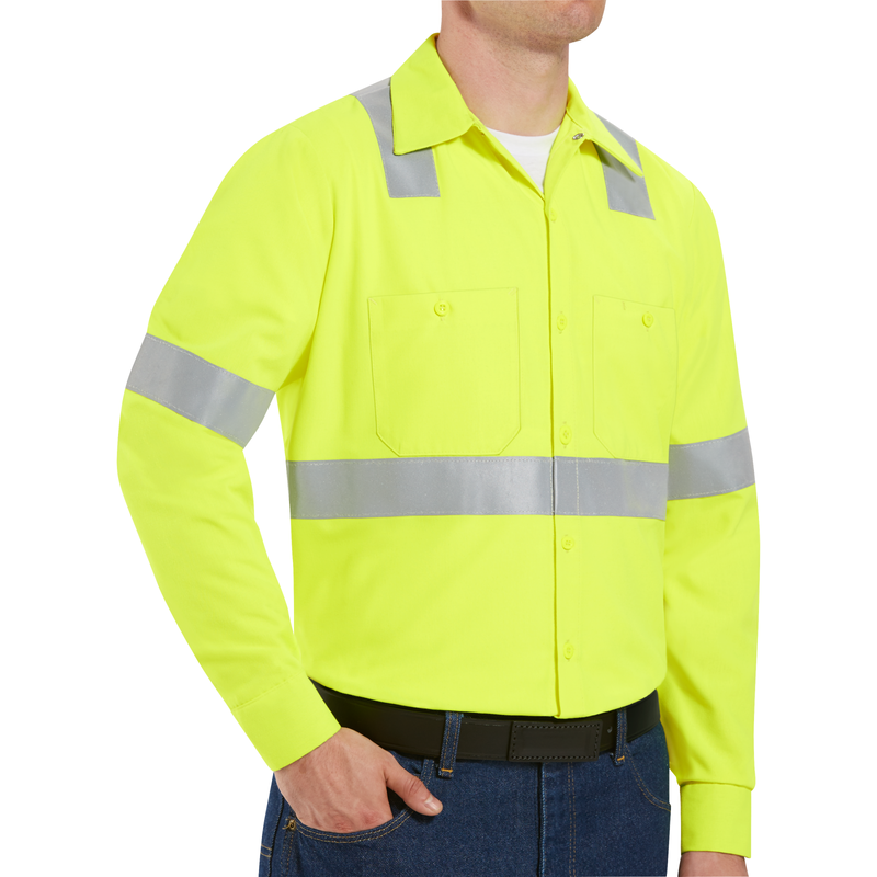 Men's Hi-Visibility Yellow Long Sleeve Work Shirt - Type R, Class 2 image number 2