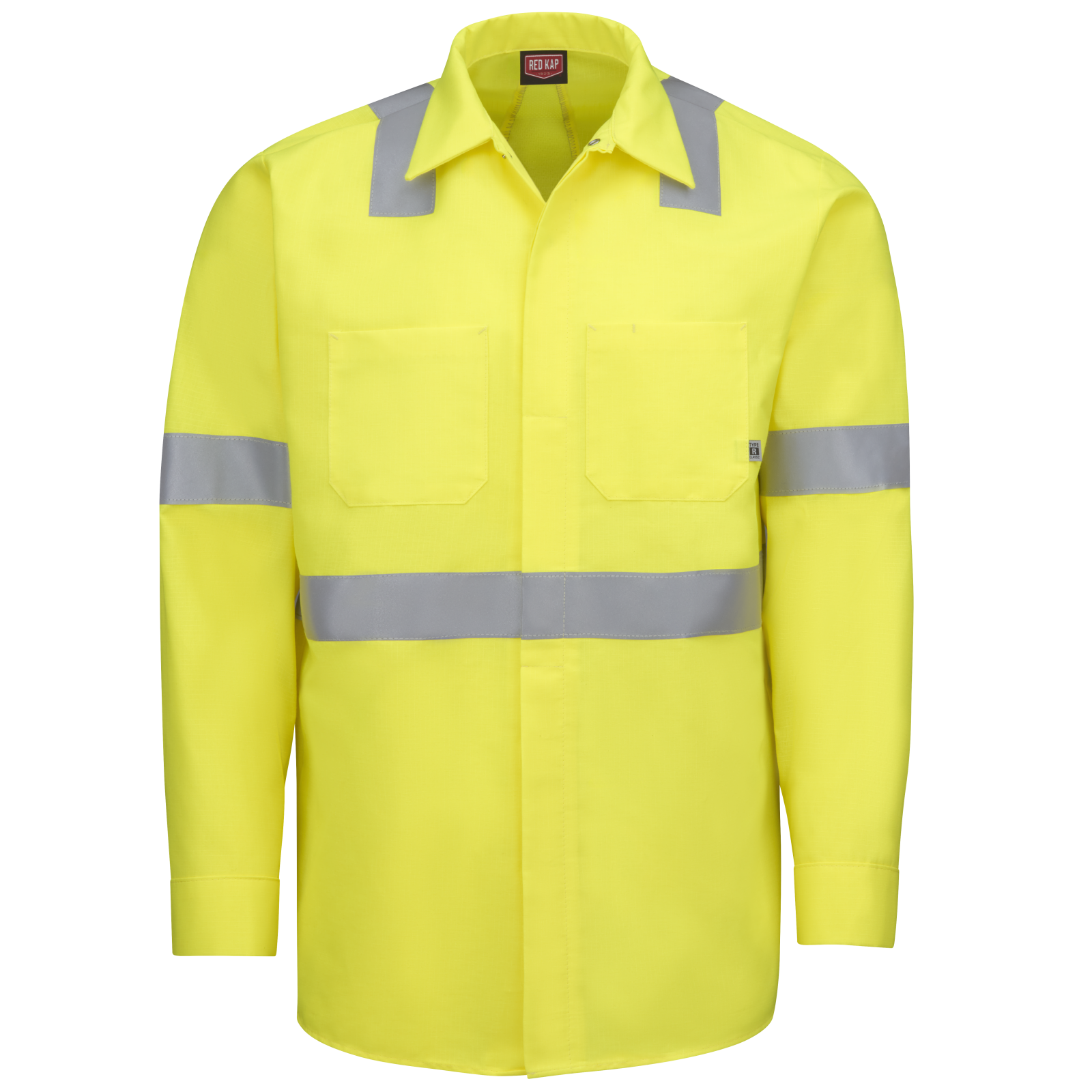 Red Kap Long Sleeve Hi-Visibility Ripstop Work Shirt with MIMIX + Oilblok, Type R Class 2