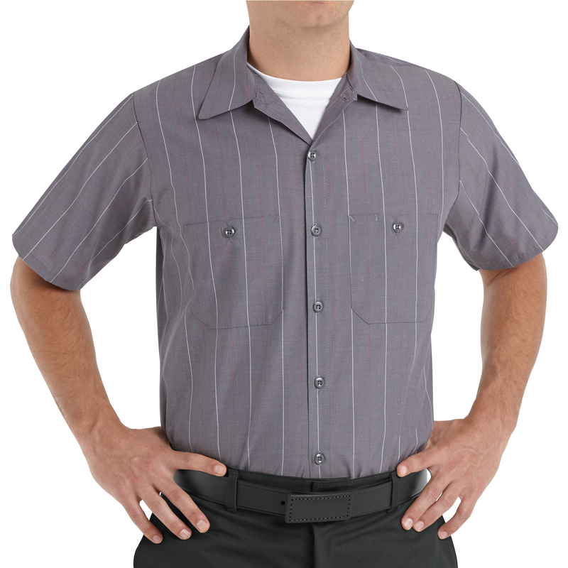 Men's Short Sleeve Industrial Stripe Work Shirt image number 2