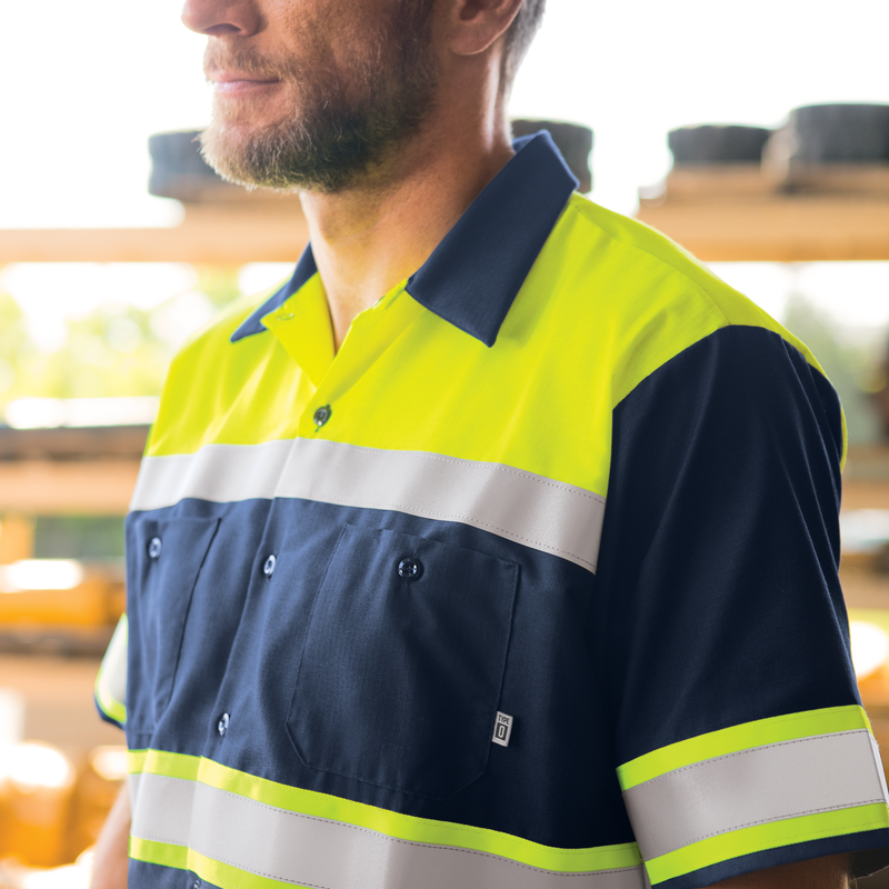 Men's Hi-Visibility Short Sleeve Color Block Ripstop Work Shirt - Type O, Class 1 image number 7