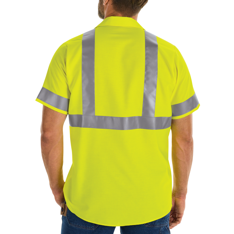 Men's Hi-Visibility Short Sleeve Ripstop Work Shirt - Type R, Class 2 image number 4
