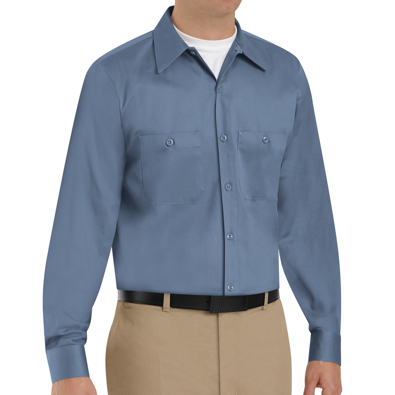 Men's Long Sleeve Wrinkle-Resistant Cotton Work Shirt image number 3