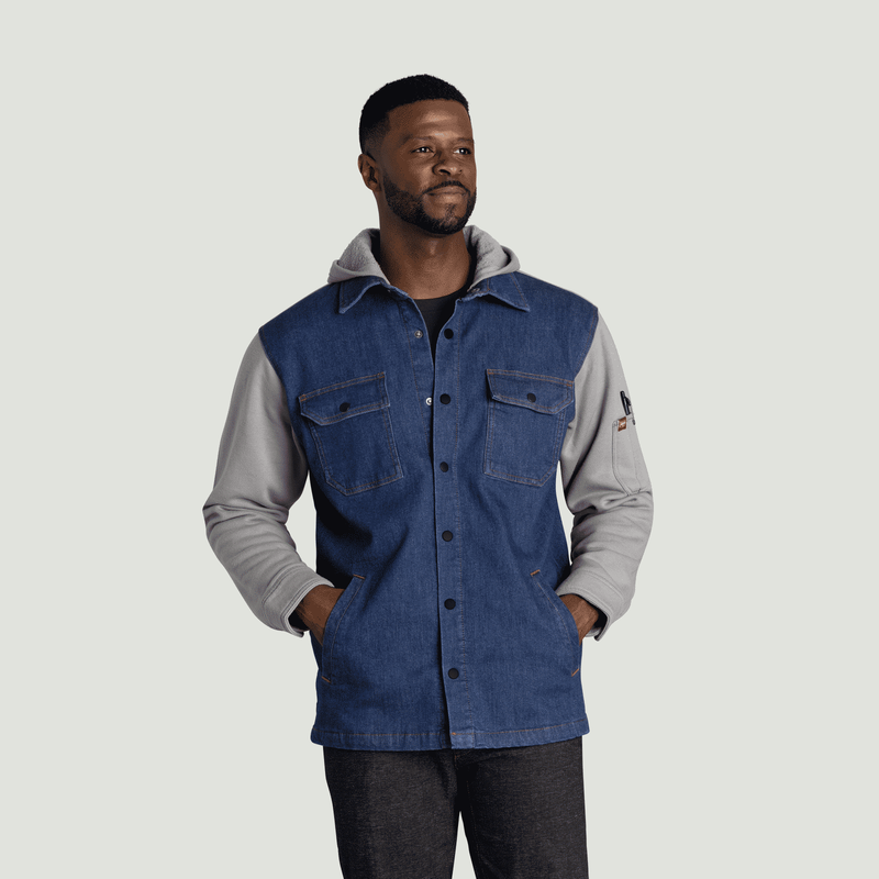 Men&rsquo;s Denim and Fleece Hooded Shirt Jacket image number 1