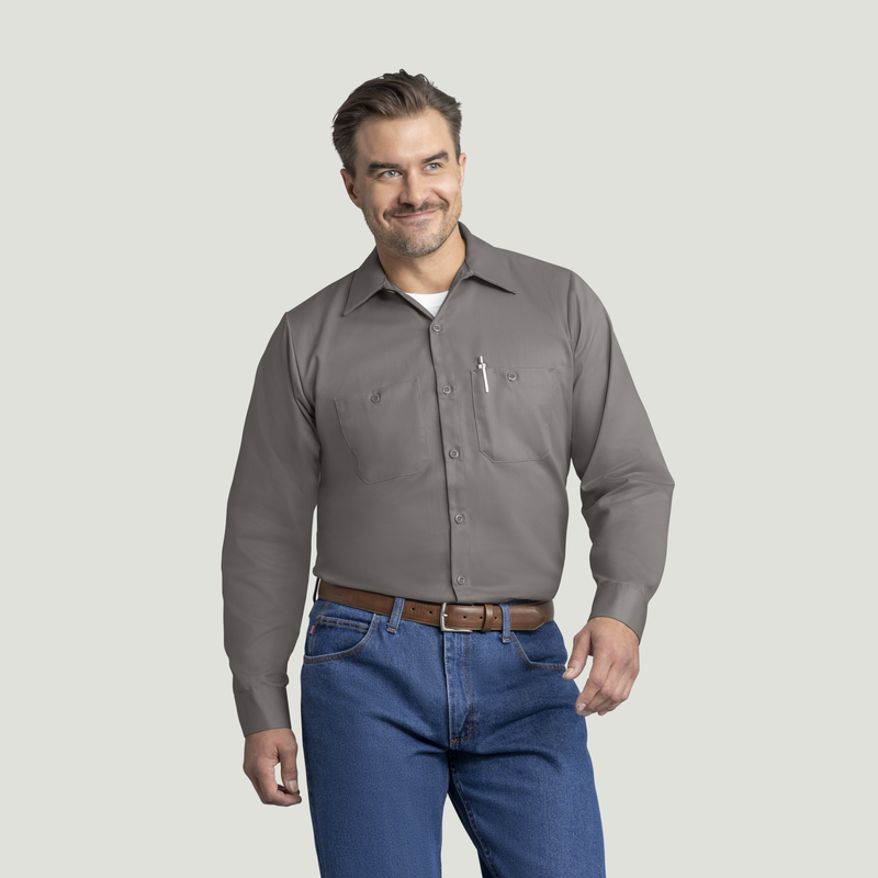 Men's Long Sleeve Wrinkle-Resistant Cotton Work Shirt image number 1