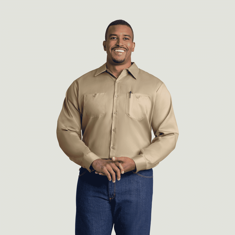 Men's Long Sleeve Wrinkle-Resistant Cotton Work&nbsp;Shirt image number 5