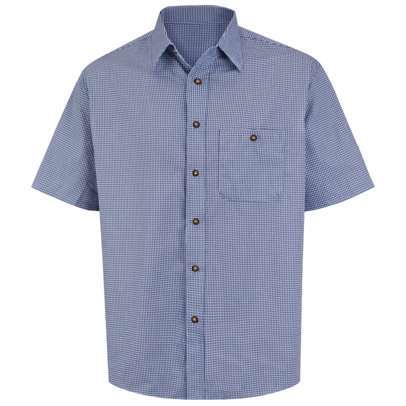 Men's Short Sleeve Mini-Plaid Uniform Shirt image number 1
