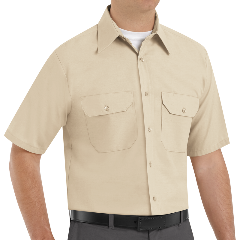 Men's Short Sleeve Solid Dress Uniform Shirt image number 3