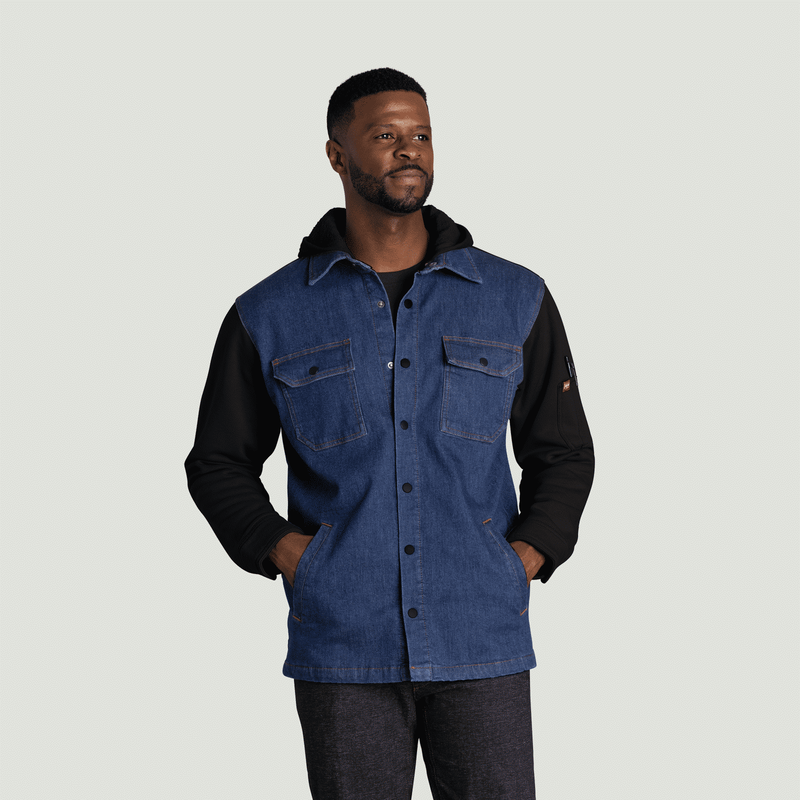 Men&rsquo;s Denim and Fleece Hooded Shirt Jacket image number 1