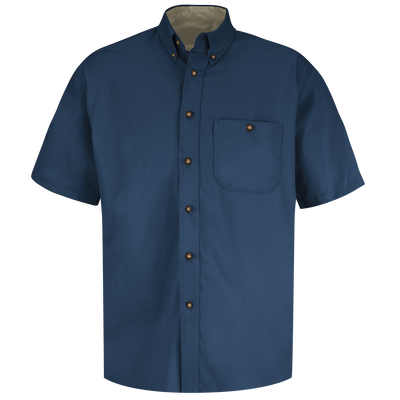 Men's Short Sleeve Cotton Contrast Dress Shirt